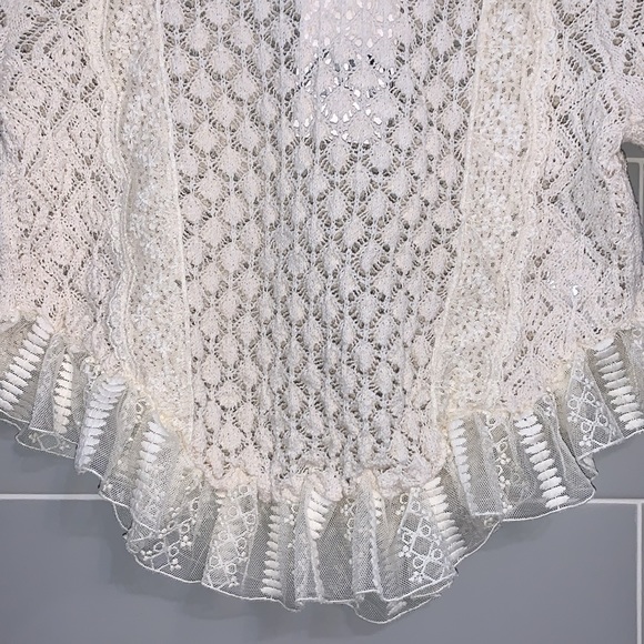 NWT Zara Pointelle Ruffle Knit Top - Picture 9 of 17